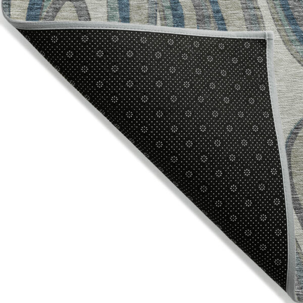 3' X 5' Teal Blue Gray And Taupe Abstract Washable Indoor Outdoor Area Rug