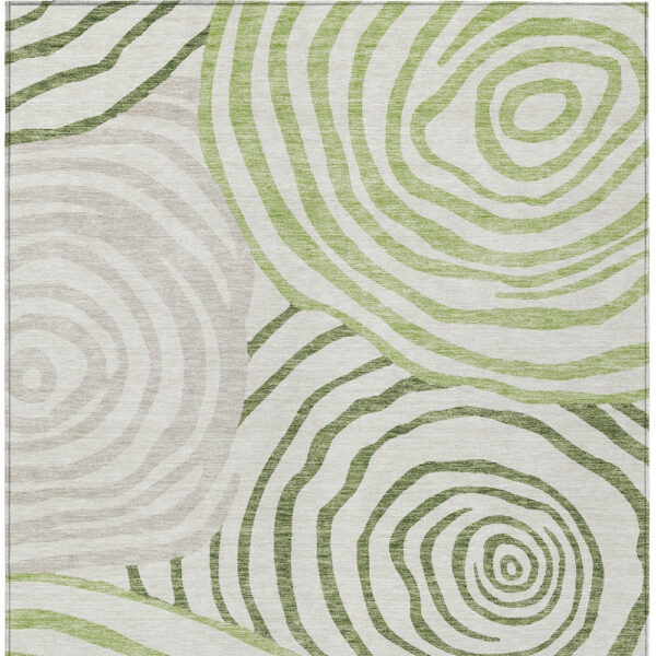 8' X 10' Artichoke Green And Fern Green Abstract Washable Indoor Outdoor Area Rug