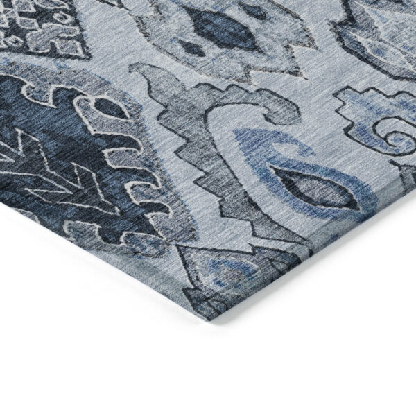 8' X 10' Denim Blue And Sky Blue Moroccan Washable Indoor Outdoor Area Rug