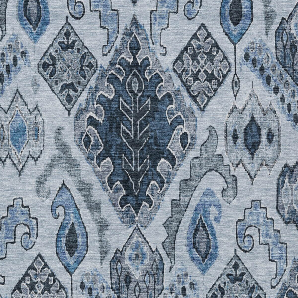 8' X 10' Denim Blue And Sky Blue Moroccan Washable Indoor Outdoor Area Rug
