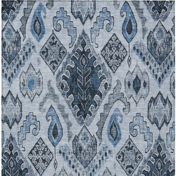 8' X 10' Denim Blue And Sky Blue Moroccan Washable Indoor Outdoor Area Rug