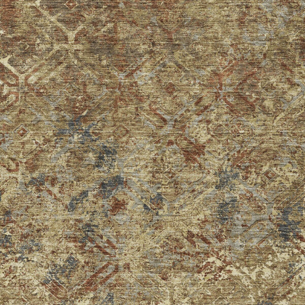 5' X 8' Brown Copper And Gold Geometric Washable Indoor Outdoor Area Rug