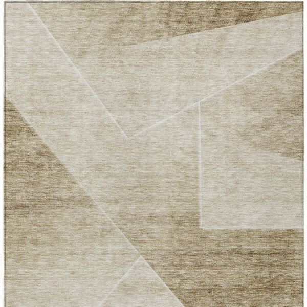 5' X 8' Beige Tan And Ivory Abstract Washable Indoor Outdoor Area Rug
