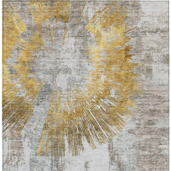 9' X 12' Gold Beige And Ivory Abstract Washable Indoor Outdoor Area Rug