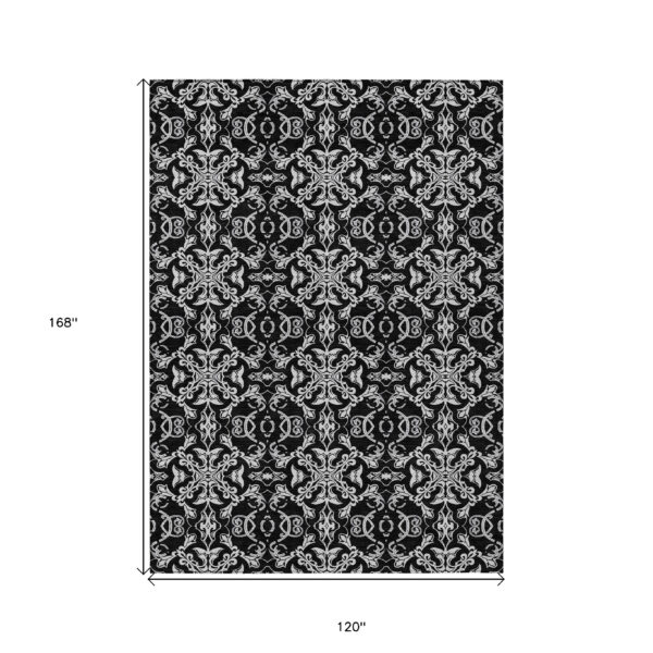 10' X 14' Ivory And Black Medallion Washable Indoor Outdoor Area Rug