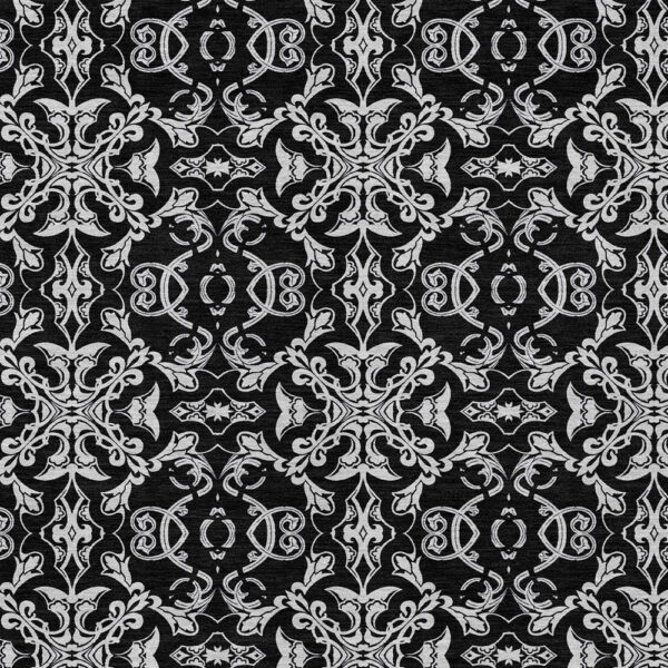 10' X 14' Ivory And Black Medallion Washable Indoor Outdoor Area Rug