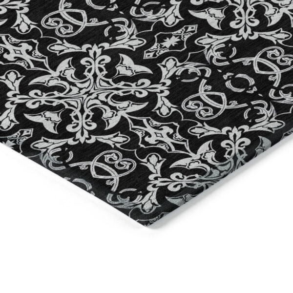10' X 14' Ivory And Black Medallion Washable Indoor Outdoor Area Rug