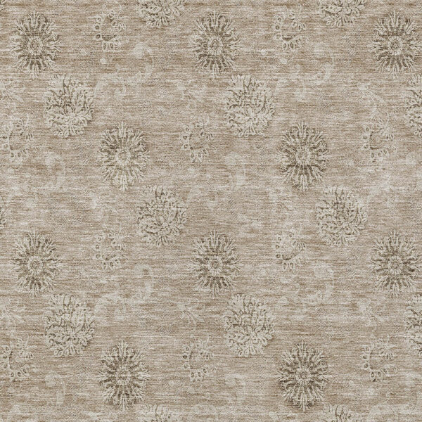3' X 5' Khaki Beige And Tan Floral Washable Indoor Outdoor Area Rug