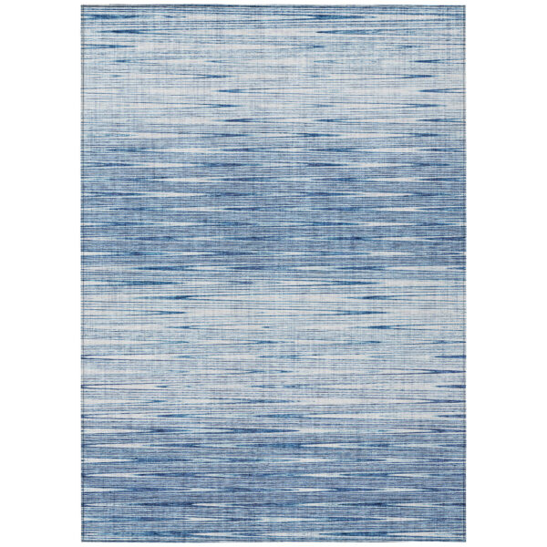 9' X 12' Navy Blue And Sky Blue Abstract Washable Indoor Outdoor Area Rug