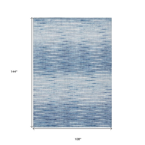 9' X 12' Navy Blue And Sky Blue Abstract Washable Indoor Outdoor Area Rug