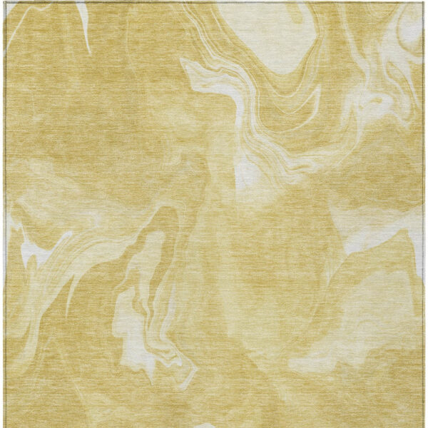 8' X 10' Gold Wheat And Ivory Abstract Washable Indoor Outdoor Area Rug