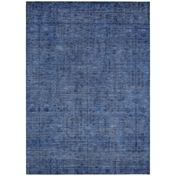 10' X 14' Navy Blue And Blue Southwestern Washable Indoor Outdoor Area Rug