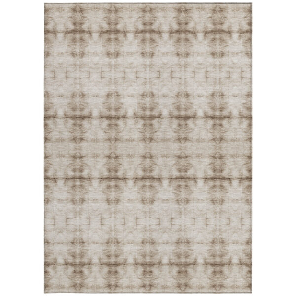 9' X 12' Beige Taupe And Tan Geometric Washable Indoor Outdoor Area Rug