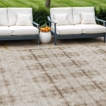 9' X 12' Beige Taupe And Tan Geometric Washable Indoor Outdoor Area Rug