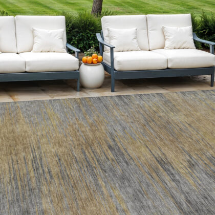 10' X 14' Brown Gold And Taupe Abstract Washable Indoor Outdoor Area Rug