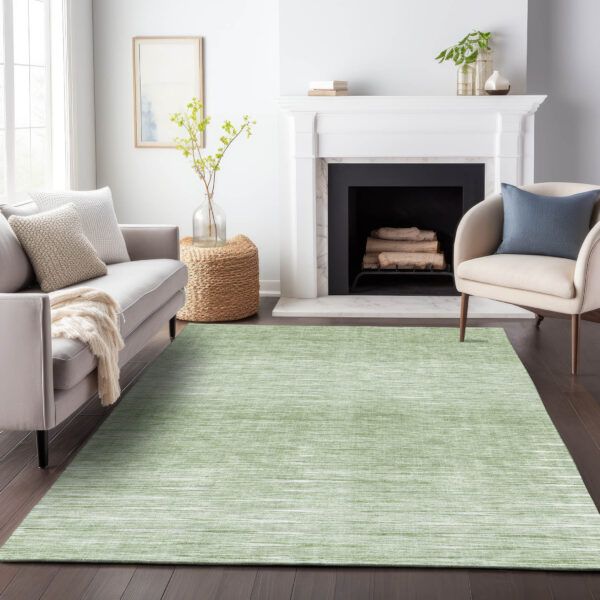 5' X 8' Artichoke Green And Green Abstract Washable Indoor Outdoor Area Rug