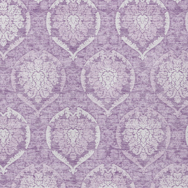 5' X 8' Plum Purple And Ivory Medallion Washable Indoor Outdoor Area Rug