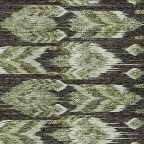8' X 10' Olive Green And Artichoke Green Southwestern Washable Indoor Outdoor Area Rug