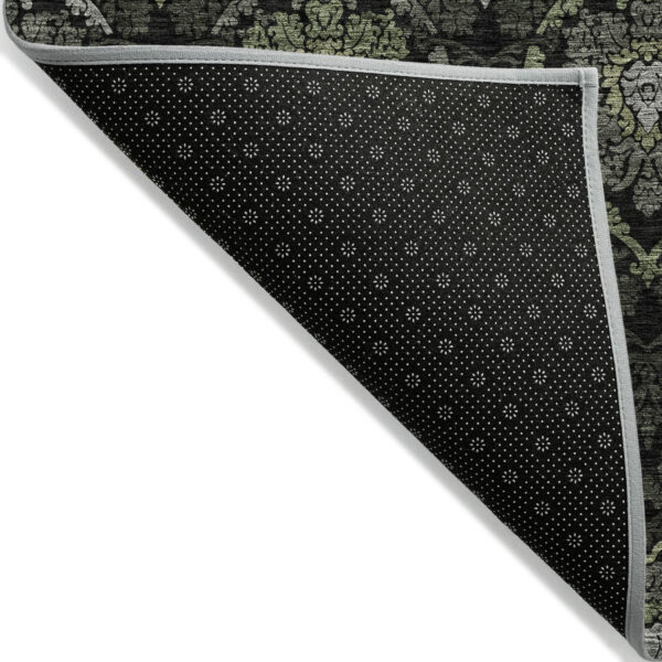 5' X 8' Green Gray And Charcoal Medallion Washable Indoor Outdoor Area Rug
