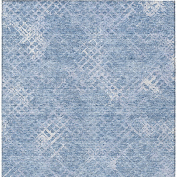 10' X 14' Sky Blue And Denim Blue Geometric Washable Indoor Outdoor Area Rug