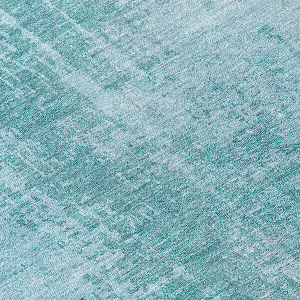 8' Aqua Teal Blue And Gray Round Abstract Washable Indoor Outdoor Area Rug