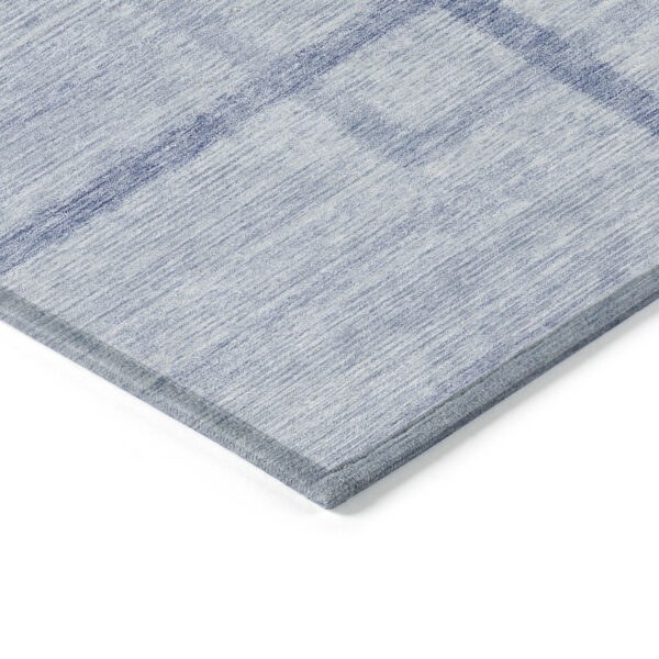 9' X 12' Sky Blue And Denim Blue Geometric Washable Indoor Outdoor Area Rug