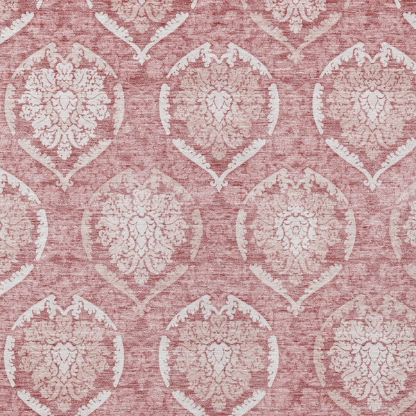 8' X 10' Pink Blush And Ivory Medallion Washable Indoor Outdoor Area Rug