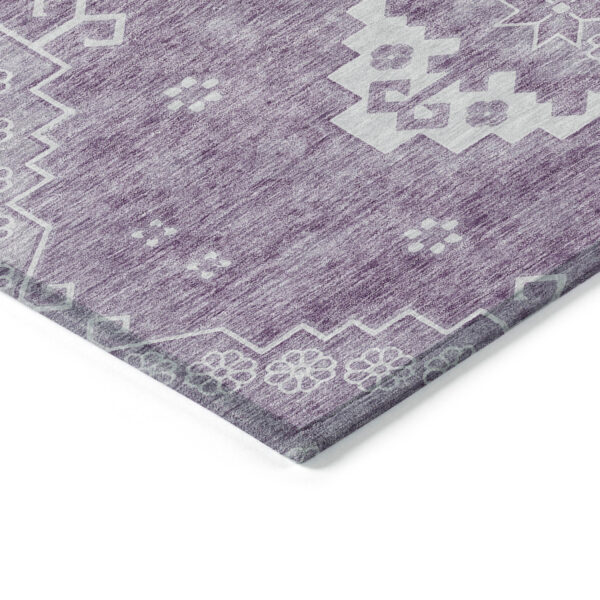 8' X 10' Lavender Plum And Ivory Medallion Washable Indoor Outdoor Area Rug