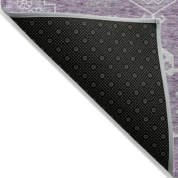 8' X 10' Lavender Plum And Ivory Medallion Washable Indoor Outdoor Area Rug