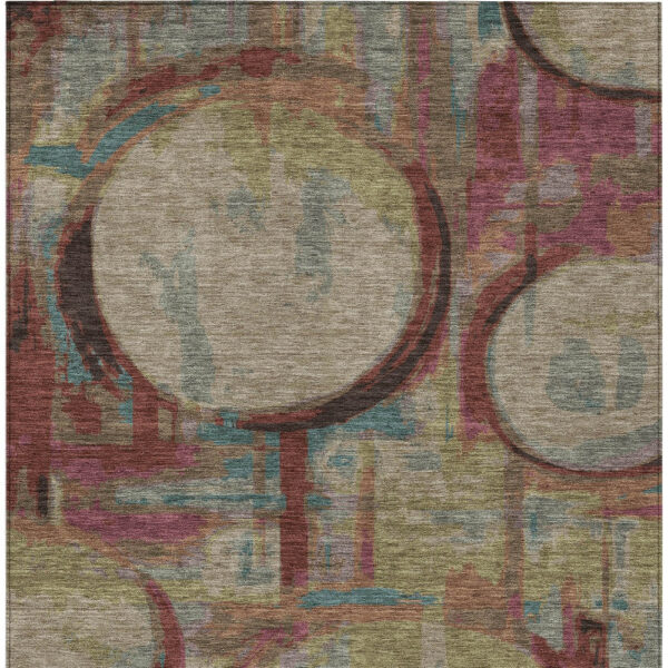 8' X 10' Taupe Beige And Blush Geometric Washable Indoor Outdoor Area Rug