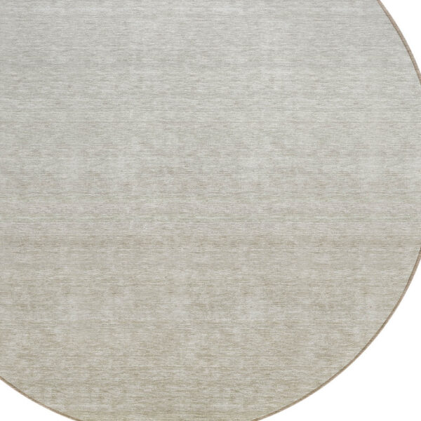 8' Beige Tan And Taupe Round Ombre Washable Indoor Outdoor Area Rug
