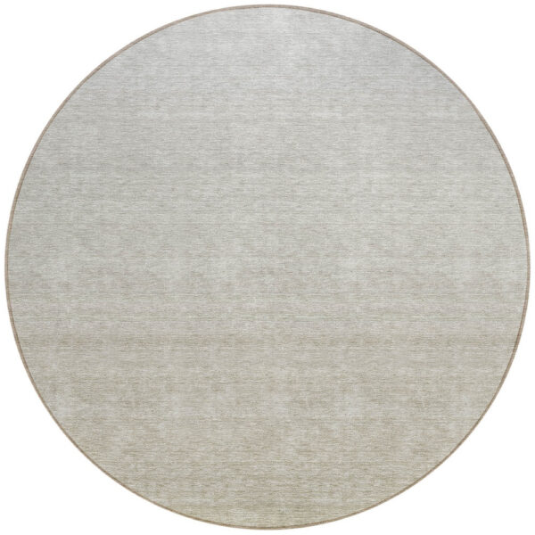8' Beige Tan And Taupe Round Ombre Washable Indoor Outdoor Area Rug