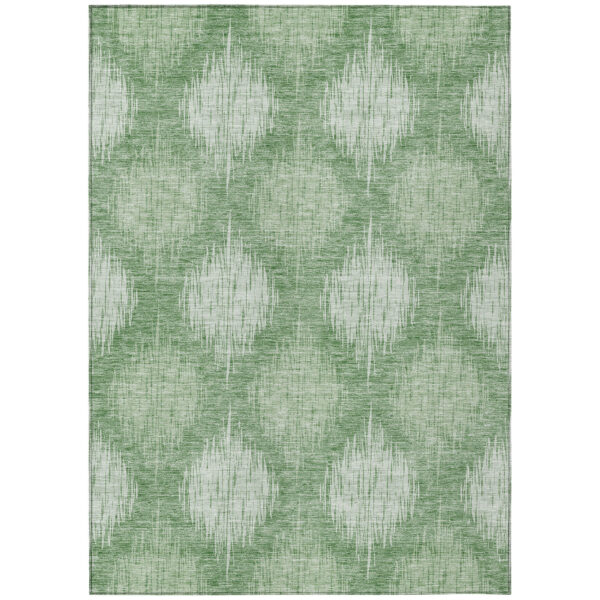 8' X 10' Mint Green And Fern Green Ikat Washable Indoor Outdoor Area Rug