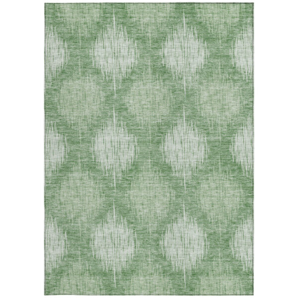 8' X 10' Mint Green And Fern Green Ikat Washable Indoor Outdoor Area Rug