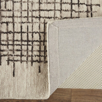 12' X 15' Tan And Brown Wool Plaid Tufted Handmade Area Rug