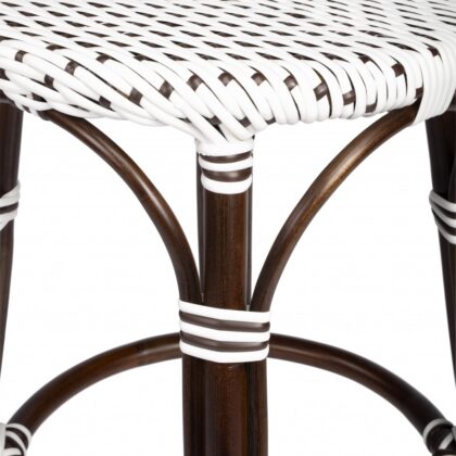 24" White and Dark Brown Rattan Backless Counter Height Bar Chair
