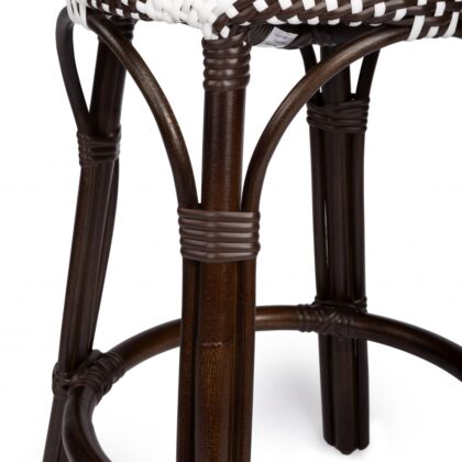 24" Brown and White and Dark Brown Heavy Duty Rattan Backless Counter Height Bar Chair