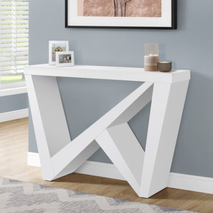 32" White Wood Abstract End Table