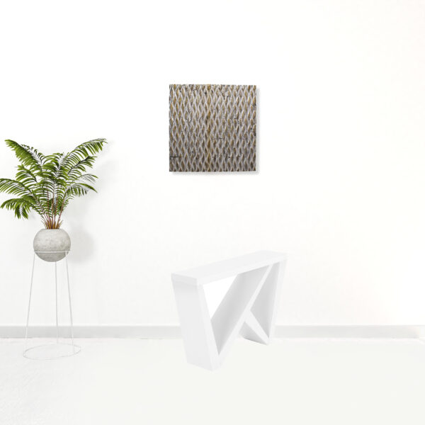 32" White Wood Abstract End Table