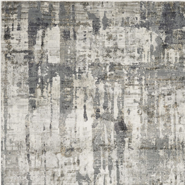 3'X5' Grey Machine Woven Abstract Drip Indoor Area Rug