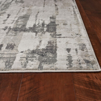 3'X5' Grey Machine Woven Abstract Drip Indoor Area Rug