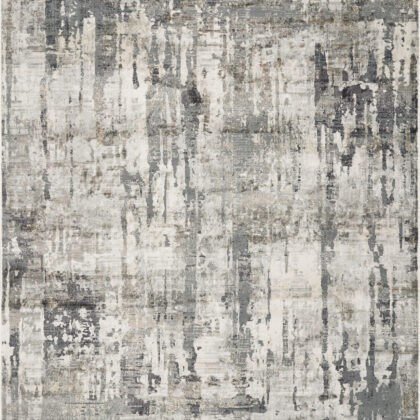 3'X5' Grey Machine Woven Abstract Drip Indoor Area Rug