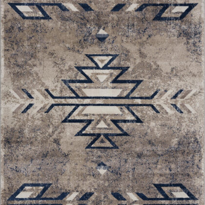 4’ X 6’ Beige And Blue Boho Chic Area Rug
