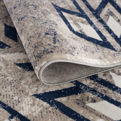 4’ X 6’ Beige And Blue Boho Chic Area Rug