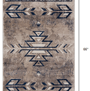 4’ X 6’ Beige And Blue Boho Chic Area Rug