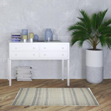 3' X 5' Brown Geometric Flatweave Handmade Distressed Area Rug