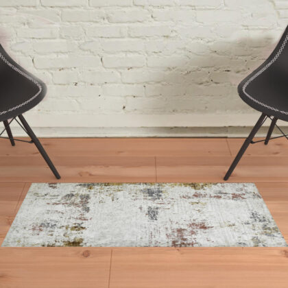 2' x 3' Red and Ivory Abstract Power Loom Area Rug