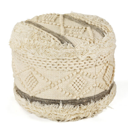 18" Cream Wool Ottoman