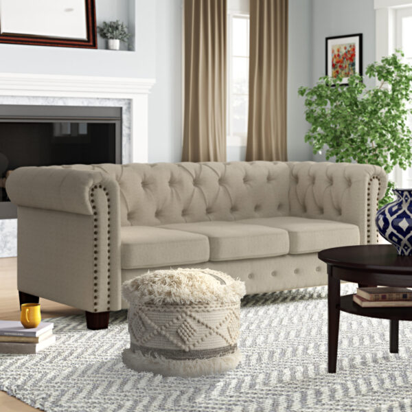 18" Cream Wool Ottoman