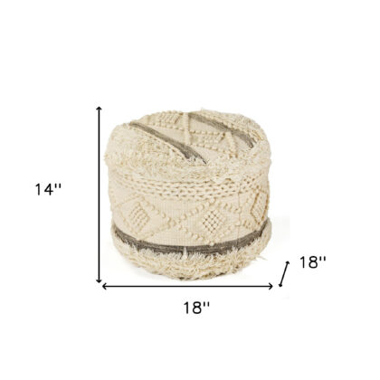 18" Cream Wool Ottoman